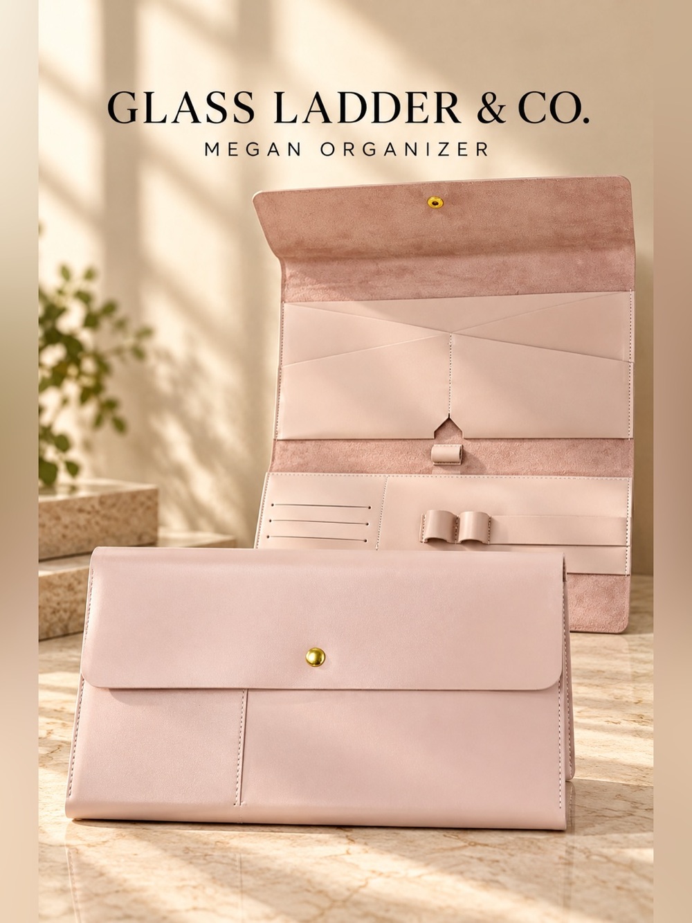 Glass Ladder & Co. Megan Blush Pink Portfolio Organizer 13” New in Bag